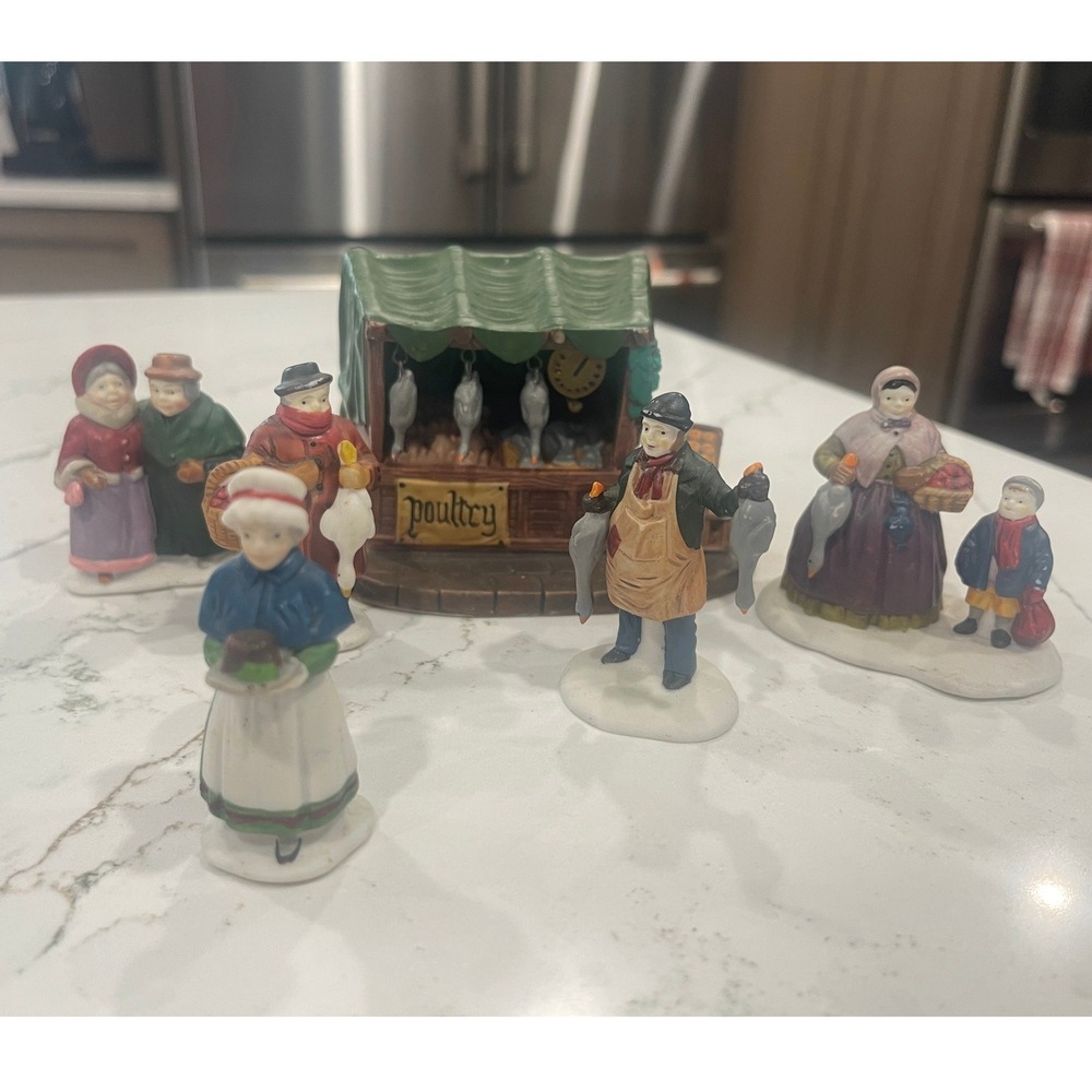 Department 56 Dickens Village POULTRY MARKET FEZZIWIG and FRIENDS Figurine Set